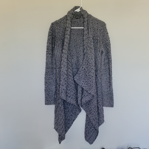 Express Sweaters - Express Gray Open-Front Draped Cable Knit Cardigan 1❤️